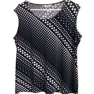 Tanjay Petite Navy Blue Sleeveless Office Top, Soft, Stretch, Polka Dots